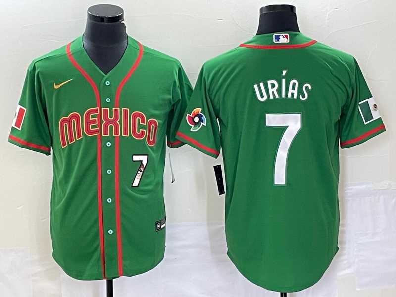Mens Mexico Baseball #7 Julio Urias Number 2023 Green World Classic Stitched Jersey->2023 world baseball classic->MLB Jersey